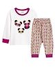 Kidbea Cotton Knit Full Sleeves Panda With Glasses Printed Winter Night Suit Set - White