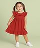 Kidbea Linen Woven Cap Sleeves Solid Drop Waist Dress - Maroon