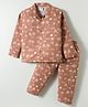 Mini Taurus Cotton Woven Full Sleeves Co-ords Night Suit With  Tropical Theme Print - Rust Orange