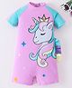Mark & Mia Half Raglan Sleeves Legged Swimsuit With Unicorn Print - Purple