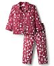 Babyhug Cotton Woven Full Sleeves Co-ords Night Suit With  Tree Print - Maroon