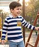 Babyhug 100% Cotton Knit Full Sleeves Polo T-Shirt with Stripes - Navy Blue & White