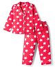 Babyhug Cotton Woven Full Sleeves Co-ords Night Suit With Star Print - Red