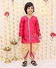 BownBee Tafetta Woven Full Sleeves Lord Ganesh Embroidered Kurta Dhoti Set - Pink