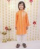 BownBee Pure Cotton Woven Full Sleeves Foil Striped Kurta Pyjama Set - Orange