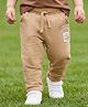 Babyoye 100% Cotton Knit Full Length Cut & Sew Track Pant with Patch Detailing - Golden