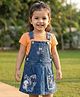 Babyhug Denim Woven Half Sleeves Tee With Frock & Animal Embriodery - Blue