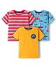 Babyhug 100% Cotton Knit Half Sleeves T-Shirts With Nautical Theme Print Pack of 3 - Yellow Red & Blue