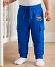 Babyoye 100% Cotton Knit Full Length Lounge Pant with Bear Embroidery - Blue