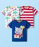 Babyhug 100% Cotton Knit Half Sleeves T-Shirts with Safari Theme Print Pack of 3 - Multicolor