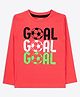 Ariel Cotton Knit Full Sleeves Goal Text Printed Tee - Red