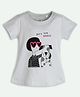 Ariel Cotton Knit Half Sleeves Girl & Puppy Printed Tee - Grey