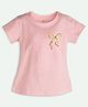 Ariel Cotton Knit Half Sleeves Bow Shaped Glitter Printed Tee - Pink