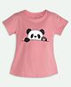 Ariel Cotton Knit Half Sleeves Baby Panda Printed Tee - Pink