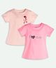 Ariel Cotton Knit Pack Of 2 Half Sleeves Rose & Forever Text Printed Tees - Pink
