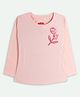Ariel Cotton Knit Full Sleeves Rose Glitter Printed Tee - Pink