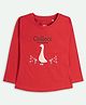 Ariel Cotton Knit Full Sleeves Collect Text Printed Tee - Red