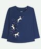 Ariel Cotton Knit Full Sleeves  Unicorn Printed Tee - Navy Blue