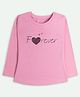 Ariel Cotton Knit Full Sleeves  Forever Text Printed Sequins Embellished Tee - Pink