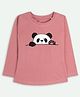 Ariel Cotton Knit Full Sleeves Baby Panda Printed Tee - Pink