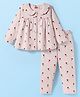 Babyhug Cotton Knit Full Sleeves Co-ords Night Suit With  Floral Print - Light Pink