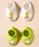 Doodle Poodle 100% Cotton Knit Booties with Animal Print Pack Of 2 - White & Lime Green