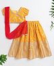 The Magic Wand Woven Half Puffed Sleeves Floral Foil Printed & Gota Lace Embellished Choli Lehenga With Dupatta Set - Yellow