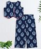 The Magic Wand Cotton Woven Sleeveless Ethnic Motifs Printed Top & Palazzo Set - Navy Blue