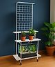 Ecofynd Leon Plant Stands for Outdoor Balcony with Wheels, Flower Pot Stand for Indoor Plants, Large Metal Planter Stand for Living Room, home decor, Indoor & Outdoor plants, 4 Tier (White)