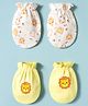 Doodle Poodle 100% Cotton Interlock Knit Mittens with Animal Print Pack of 2 - White & Light Yellow