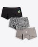 Ariel Cotton Blend Knit Pack Of 3 Butterfly & Cats Printed Boy Shorts - Black & Grey