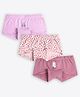 Ariel Cotton Blend Knit Pack Of 3 Bunny & Cats Printed Boy Shorts - Purple Peach & Mauve