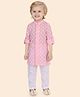 ETHNIKS NEURON Silk Woven Full Sleeves Floral Motif Printed Kurta Pyjama Set - Pink