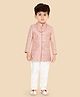 ETHNIKS NEURON Silk Woven Full Sleeves Geometric Embroidered Jodhpuri Pant Set - Peach