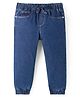 Babyhug Full Length Washed Denim Joggers With Stretch - Navy Blue