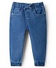 Babyhug Full Length Washed Denim Joggers With Stretch - Blue