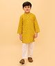 The Mom Store Cotton Woven Full Sleeves Geometric Motifs Printed Kurta Pyjama Set -Yellow