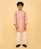 The Mom Store Cotton Woven Full Sleeves Solid Kurta Pyjamas Set - Pink