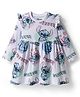 Bonfino Disney Single Jersey Knit Full Sleeve Frock with Lilo N Stitch Print - White