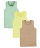 Kiddopanti Cotton Knit Pack Of 3 Sleeveless Solid Vests - Multi Colour