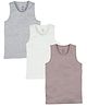 Kiddopanti Cotton Knit Pack of 3 Sleeveless Solid Vests - Brown White Grey & Melange