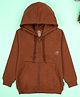 Kiddopanti  Fleece Knit Full Sleeves Solid  Front Open Light Winter Hooded Sweatshirt - Brown