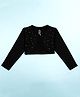 Kiddopanti Cotton Fleece Knit Full Sleeves Rhinestone Embellished Shrug - Black