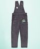 Kiddopanti Cotton Woven Sleeveless Washed Dungaree With Game On Text Badge - Grey