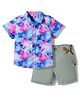 ToffyHouse Poplin Knit Half Sleeves Tie & Dye Party Shirt & Shorts with Bow & Suspender - Multicolor
