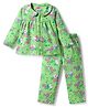 Babyhug Cotton Knit Full Sleeves Co-ords Night Suit With Floral Print - Green