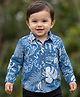 Babyoye 100% Cotton Half Sleeves Denim Shirt With Leaves Print - Blue