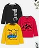 Trampoline Cotton Blend Knit Pack Of 3 Full Sleeves Typography & Mountain  Printed Tees - Multi Colour