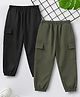 Trampoline Cotton Blend Knit Pack Of 2 Solid Cargo Joggers - Black & Green