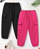 Trampoline Cotton Blend Knit Pack Of 2 Solid Cargo Joggers - Black & Pink